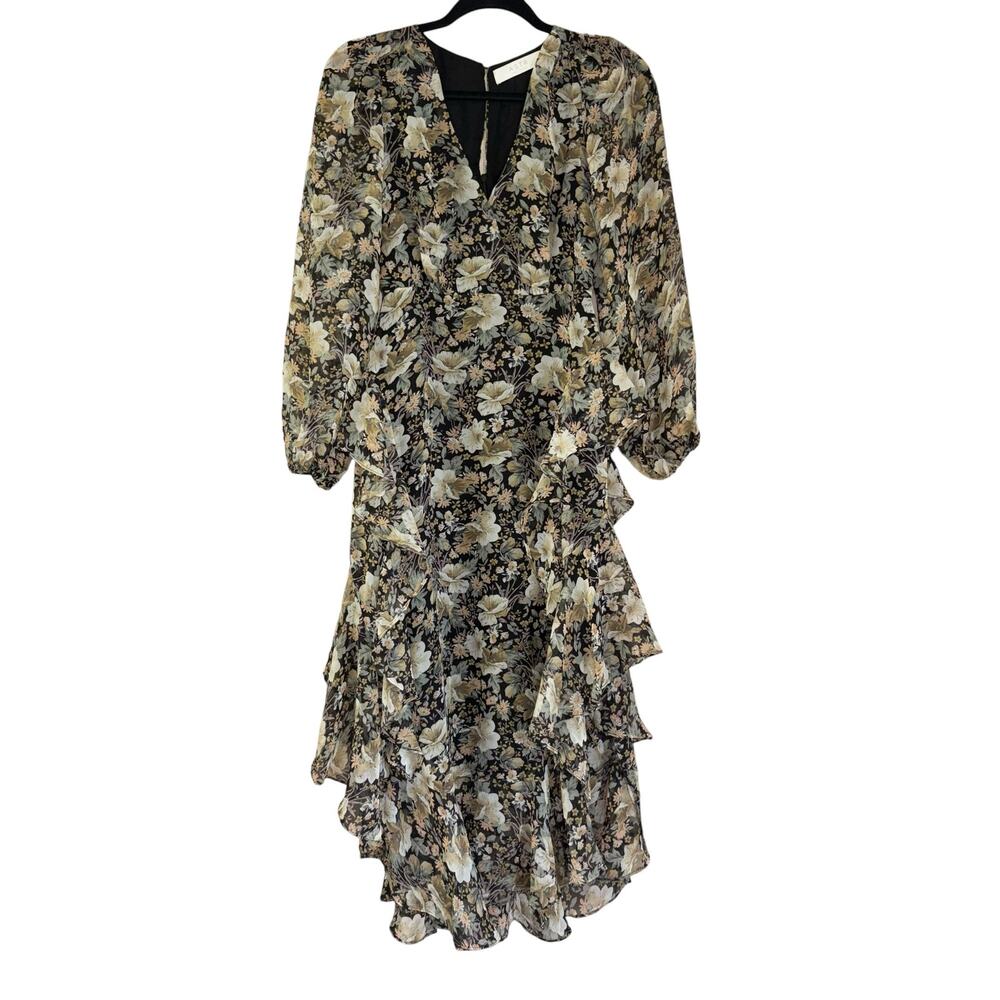 ASTR The Label Long Sleeve Floral Flouce Fairy Maxi Dress Women's XS Whimsical